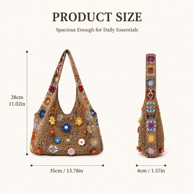 Bolso Tejido de Punto Bohemio Nuevo, Bolso Tote de Gran Capacidad, Bolso Cruzado de Hombro Versátil Casual para Mujer