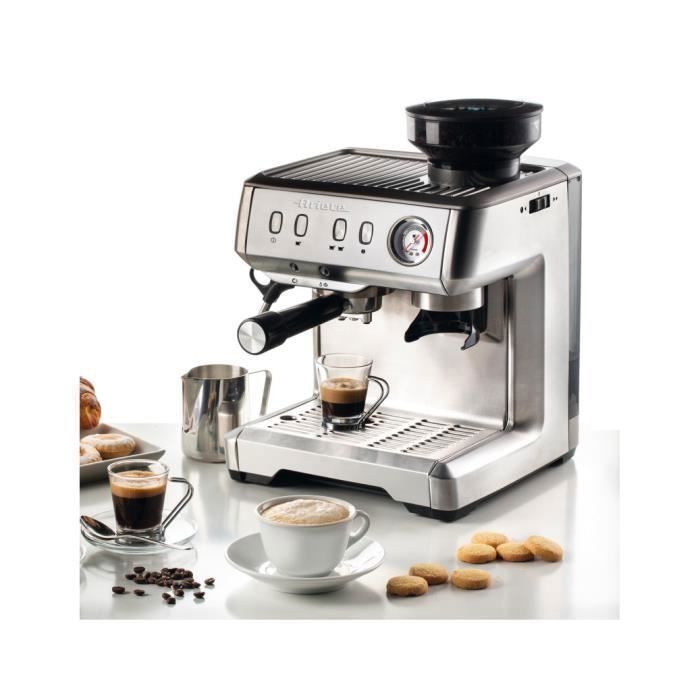 Machine à café expresso avec broyeur ariete - modèle 1313 - gris - 15 bar - espresso - café moulu