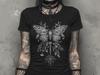 Koszulka Y2K z motylem, dopasowana, gotycka, z graficznym nadrukiem, koszulka w stylu wiedźmy, top w stylu fairy grunge, dark boho, odzież alternatywna emo, prezent gotycki dla niej