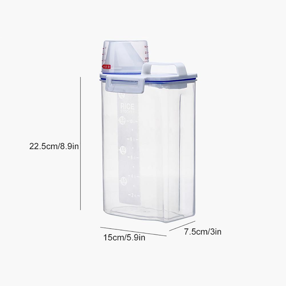 Feuchtigkeitsdichter Kunststoff Transparenter Versiegelter Eimer mit Skala Tragbare Küchenaufbewahrungsbox