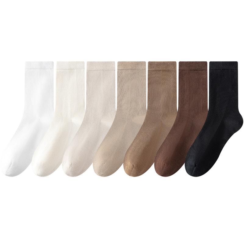Female Spring and Autumn Anti Pilling Boneless Essential Oil Deodorizing Moon Seed Tube Cotton Socks