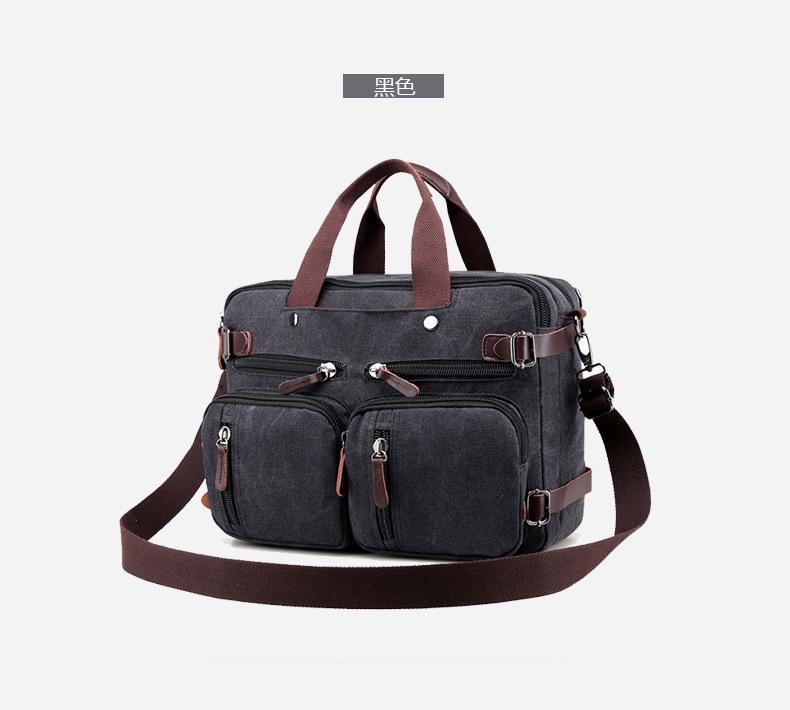 Cross-Border Canvas Laptop Backpack - Large Capacity Business Travel Bag