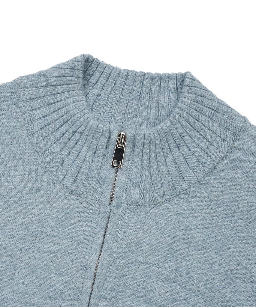 LMR Hairy Lettering Track Crop Knit Zip-Up Blue