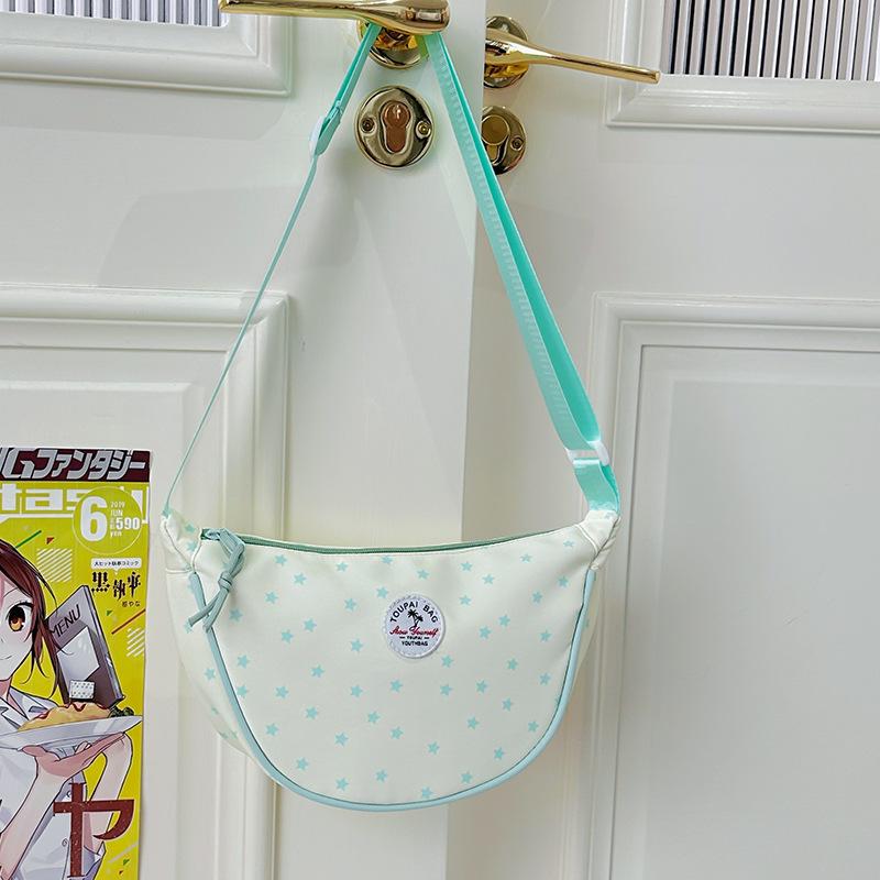 Sweet Girl's Crescent Armpit Bag Women's 2025 Autumn New Fashion Simple Star Polka Dot Shoulder Crossbody Bag