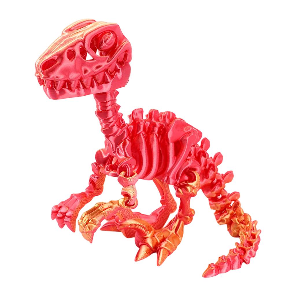 3D Printed Articulated Raptor Skeleton Figurine Dinosaur Bones Poseable ModelToy For Home Office Decors and Collector