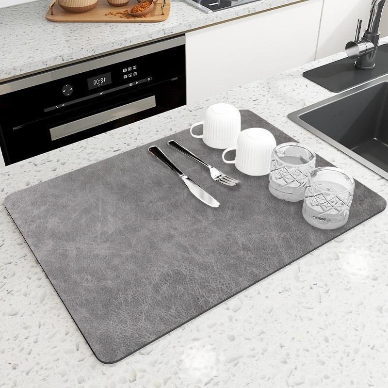 Elegant Minimalist Super Absorbent Large Mat Antiskid Draining Dish Drying Quick Dry Kitchen Bathroom Drain Pad Tableware Decor