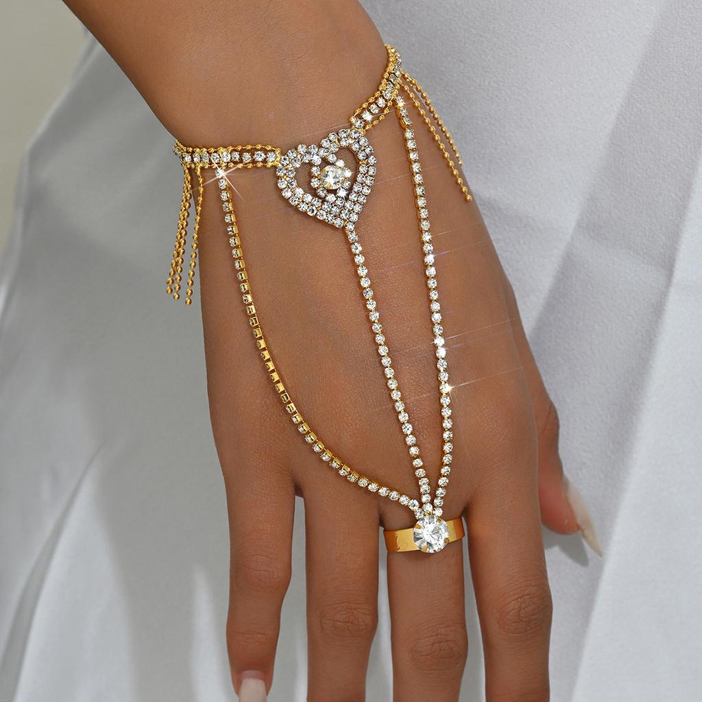 Super Flash Diamond-Encrusted Butterfly Bracelet French Light Luxury High-End Temperament Bracelet Ring Integrated Fashion Accessories