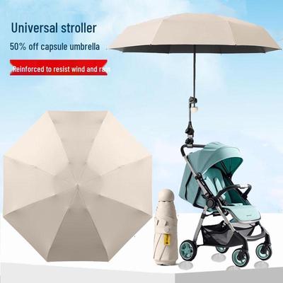 Universal Multifunctional Five-Fold Stroller Sunshade Umbrella for Sunny and Rainy Days