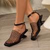 Summer Open Back Womens Chunky Heel Sandals With Adjustable Strap For Daily Casual Use