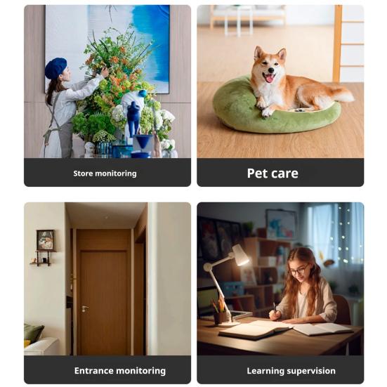 Wireless Pet Camera with Night Vision Intelligent AI Detection 360-Degree Coverage Wi-Fi Dual-Lens Smart Robot Camera with Wheels