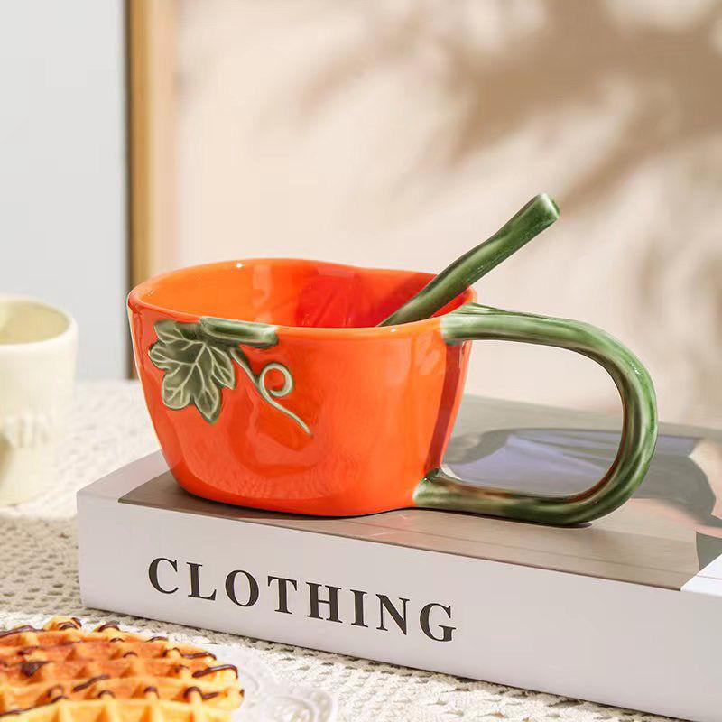 Creative Large Handle Ceramic Coffee Mug Home Breakfast Oat Milk Mug Exquisite Afternoon Tea Tea Cup Drinkware Office Mug Decor