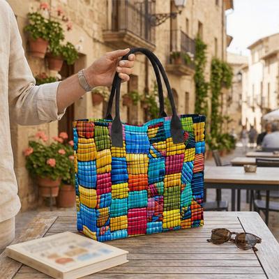 Bolso Tote con Patrón de Mosaico Colorido Casual de Gran Capacidad Bolso de Hombro Diario para Mujer