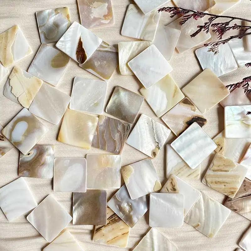 100g Square Mother of Pearl Mosaic Tiles Natural Shell Square Mosaic Pieces for Home Decoration Crafts Materials Hobbies