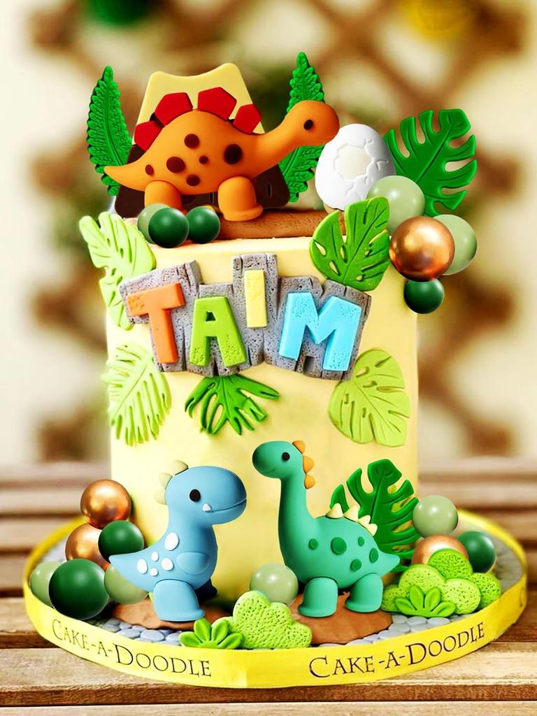 Luxury Little Dinosaur Cake Decorations Dinosaur Cupcake Topper Green Rex Three Dino Cake Toppers for Birthday Baby Shower Party