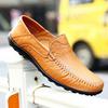 Plus Size Men's Cowhide Driving Moccasins - Casual Leather Shoes, British Style, Trendy Cross-Border Design.