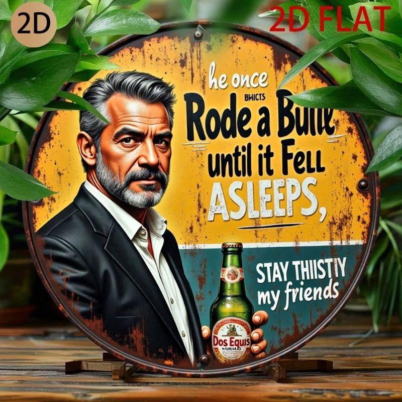 Round Retro Tin Sign Metal Wall Art 20x20cm for Living Room Balcony Home Decor