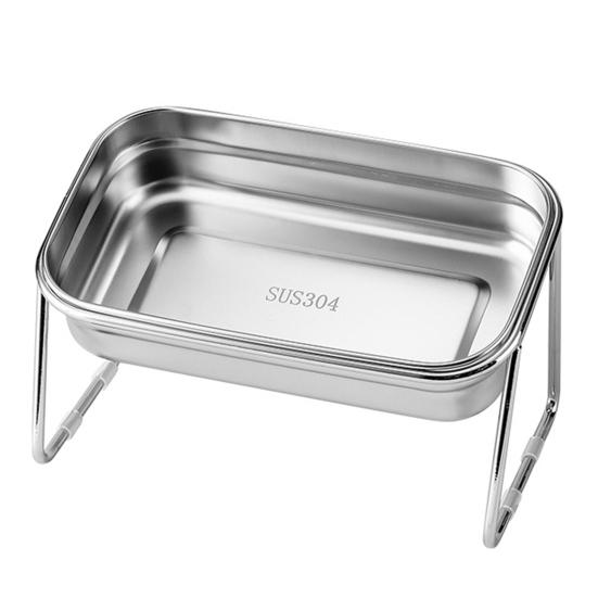 Stainless Steel Elevated Pet Bowl Non-Slip Dog Food Water Bowl with Removable Bracket 15-Degree Tilt Pet Dish