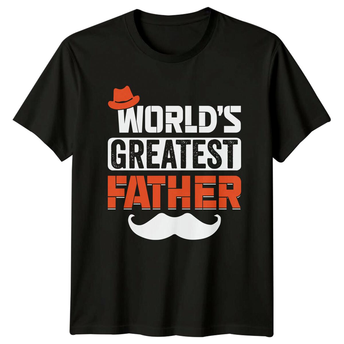 World s Greatest Father Hat Mustache Graphic Dad T-Shirt S