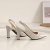 Beige Yellow Women Slingback Sandals Slingback Pointed Toe High Heel Small Big Size 32 46