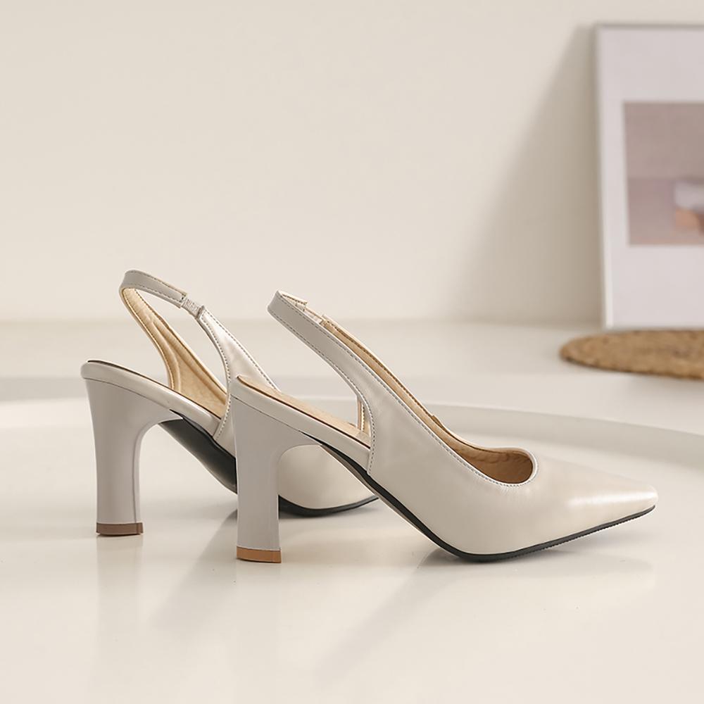 Beige Yellow Women Slingback Sandals Slingback Pointed Toe High Heel Small Big Size 32 46