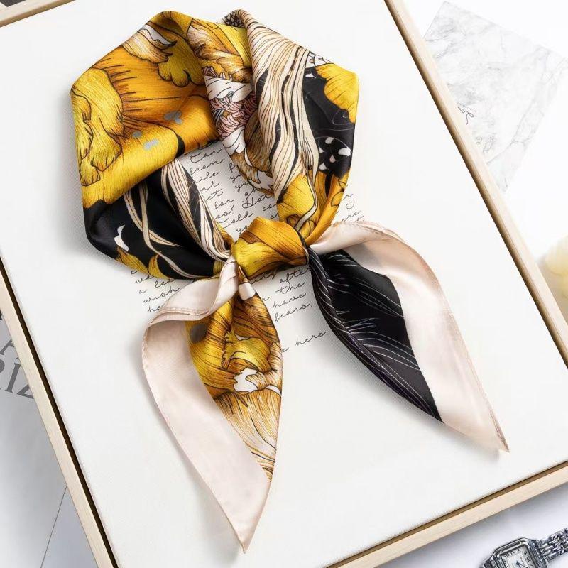 70cm Versatile Fashionable Mulberry Imitation Silk Scarf for Middle-Aged & Elderly - Summer Neck Protection