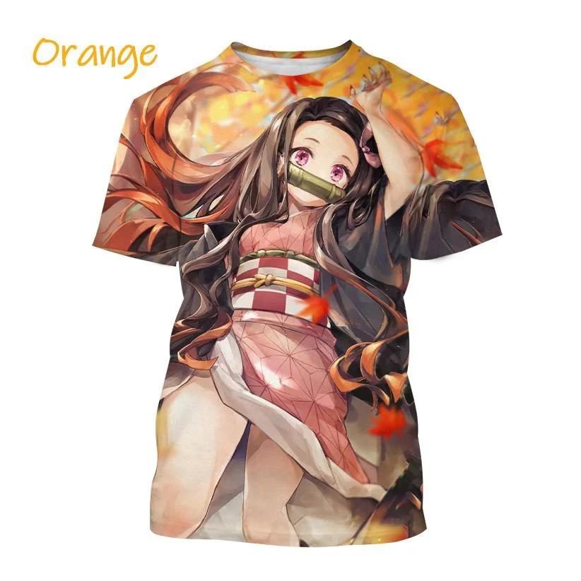 Letní tričko Kamado Nezuko 3D Personality Anime Print Móda Muži a ženy Demon Slaye Hip-hop tričko s krátkým rukávem Harajuku