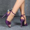 Ladies knotted word with round head stiletto sandals gorgeous purple heels