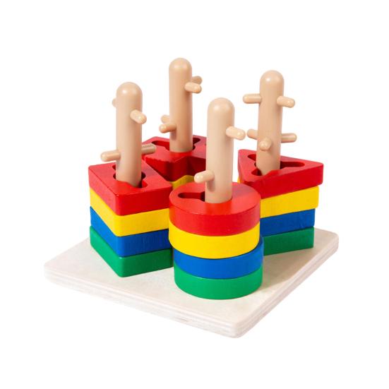 Kids Stacking Building Block Toy Toddlers Boys Girls Geometric Shapes Sorting Color Learning Fine Motor Skills Educational Building Block Toy