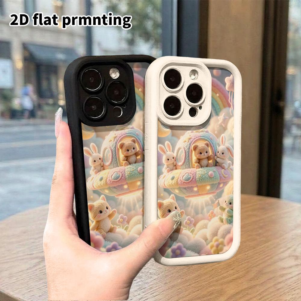 Phone Case: 2D flat, suitable for iPhone 18, 17, 16, 15, 14, 13, 12Pro protective case, space party, perfect Christmas and Halloween holiday gift