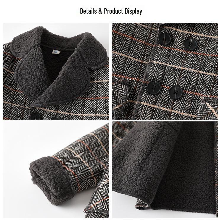 Brand Winter Boys' Lamb's Wool Overcoat - Thickened, Warm Velvet Coat