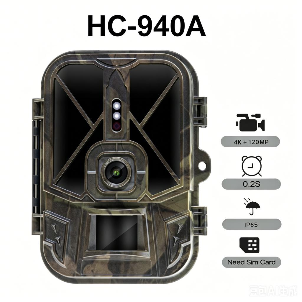 50MP 4K Fototrappola per fauna selvatica HC940AA senza batteria al litio IP65 Visione notturna Sorveglianza wireless Trappola fotografica da caccia