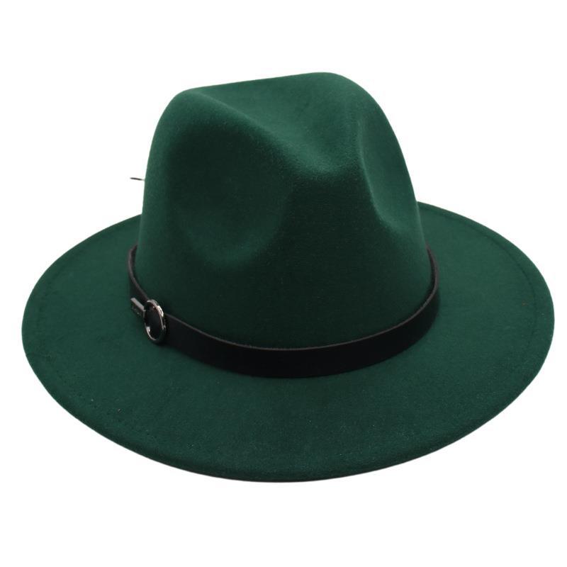 Европейский и американский ретро цилиндр Осень и зима Новый британский фетровый шляпа Маленькая лента Однотонная джазовая шляпа M（56-58cm）