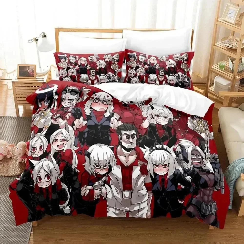 Luxury New 3D Print Anime Game Helltaker Bedding Set Duvet Cover Bed Set Quilt Cover Pillowcase Queen Boys Adult Bedding Set