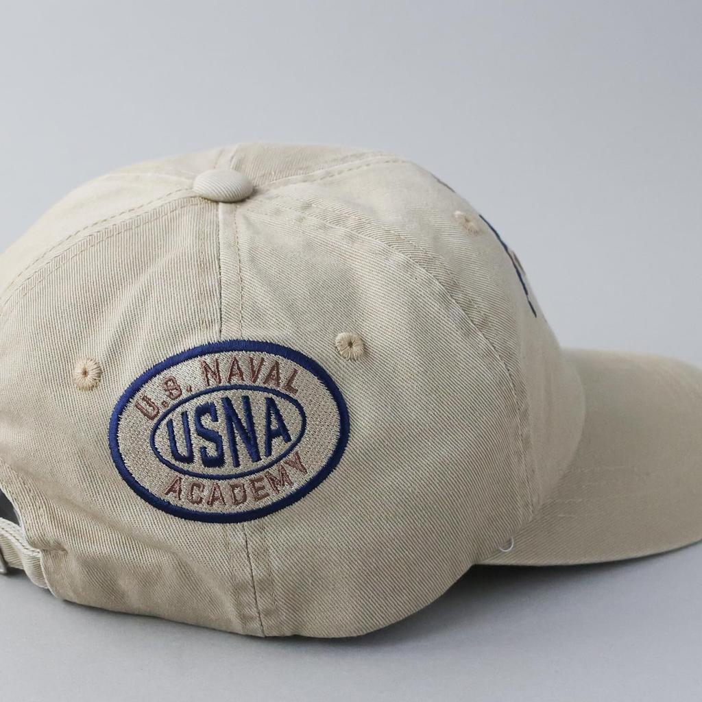 Avirex Military USNA Logo Cotton American Casual Summer Baseball Size 070 Men's Low-Profile Cap, Embroidered, Style, Cap, Beige,