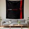 I Am United Manchester Red Devil Wall Tapestry Black Minimal Red Vertical Stripe Soccer Fan Decor for Bedroom Man Cave Dorm Gift