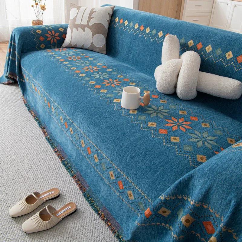 Bohemian Sofa Cover Cloth 2025 New All Seasons Universal Chenille Anti-cat Scratch Cushion Non-slip Full Cover Towel