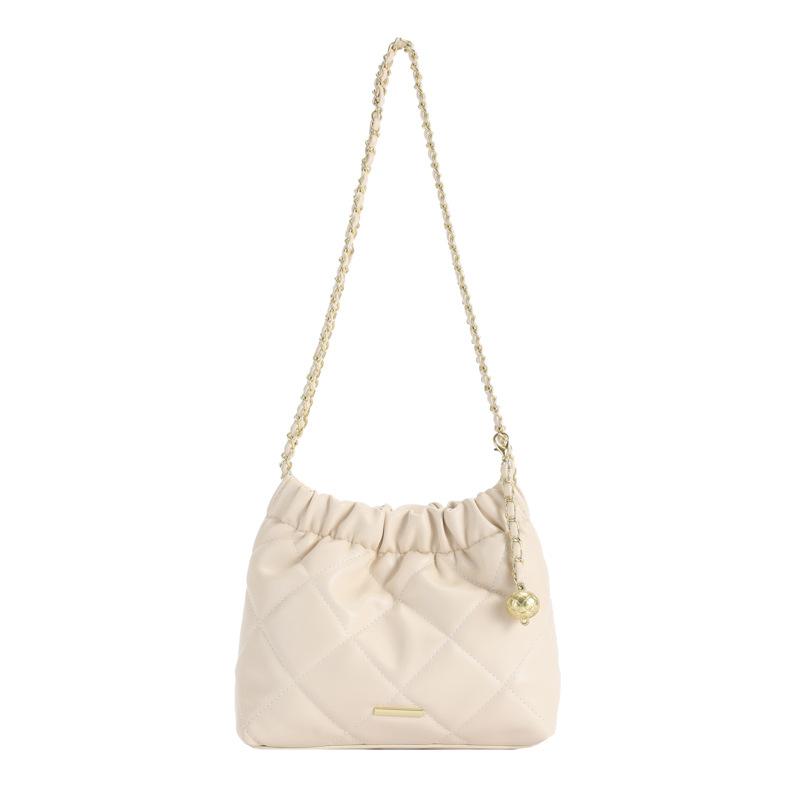 

Chic Quilted Embroidered Thread Pu Women S Bag Chain Single Shoulder Bag, Stylish Crossbody Bag Perfect For Everyday Use