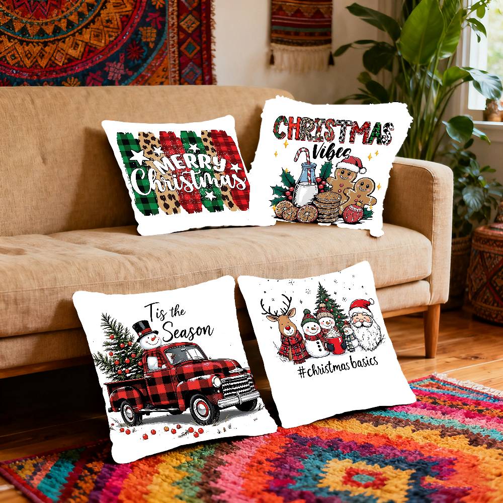 2026 Christmas Pillow Case Throw Pillow Cover Nordic Vintage Style Cushion Covers Home Living Room Sofa Couch Seat Decor