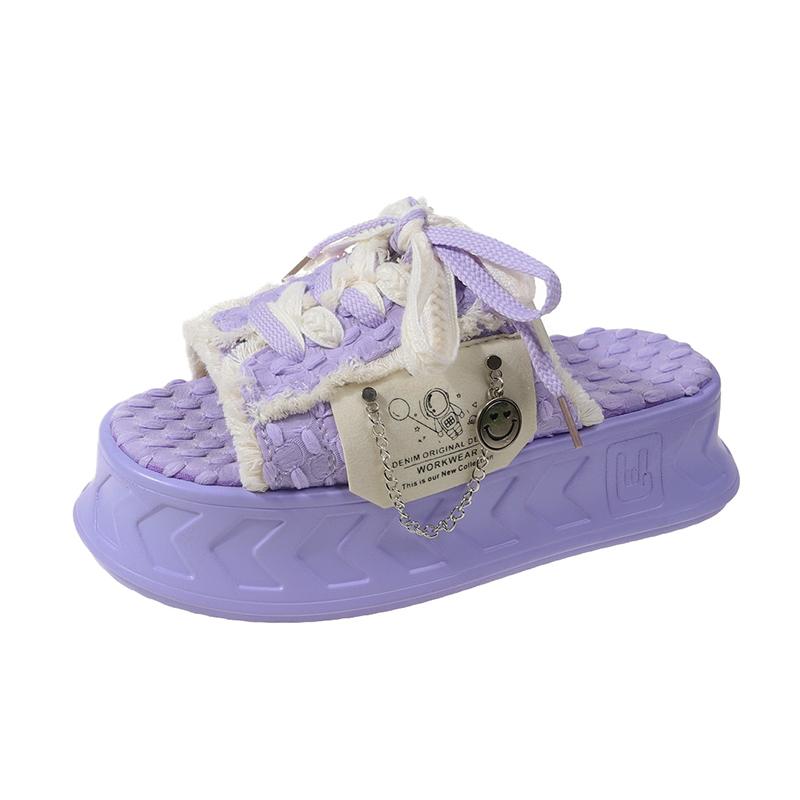 Fashion Lace-up Summer Women's kawaii Muffin Shoes Fashion Ladies Thick Soled Casual Sandals Casual Beach Shoes Female Jelly Shoes