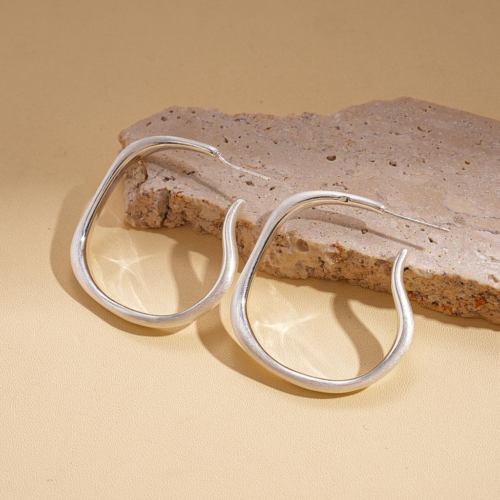 18K real gold plated irregular round silver needle stud earrings commuter earrings