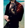 Men's Button Down Casual Shirt with Spring and Summer Floral Print Long Sleeved Shirt for Daily Fashion and Comfort