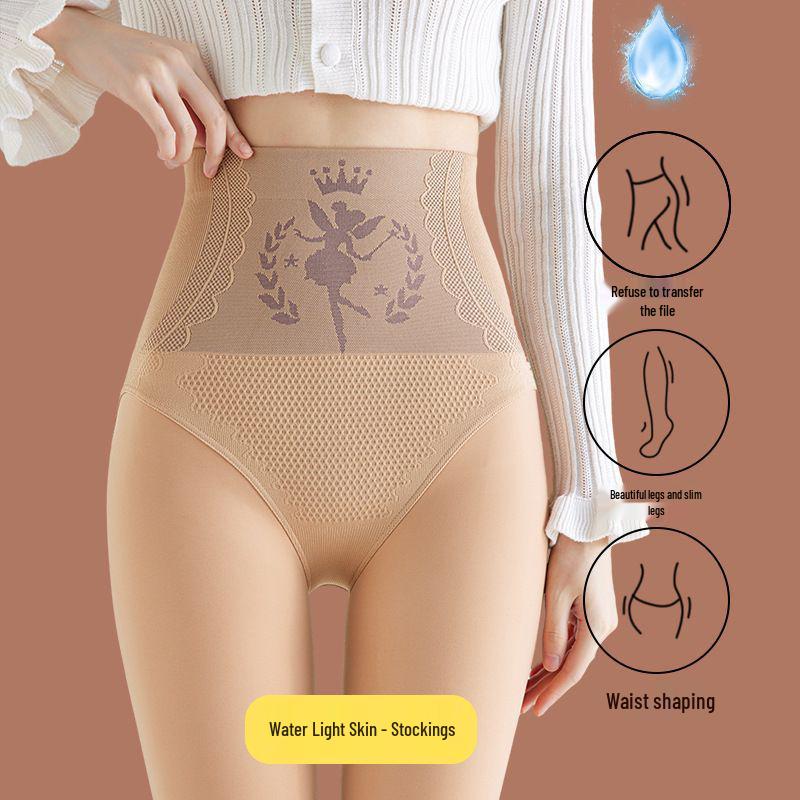 

Women s Autumn/Winter Nude-Feel High-Waist Black Fleece-Lined Transparent-Look Pantyhose Plus Size - Full Socks [140-220 lbs]