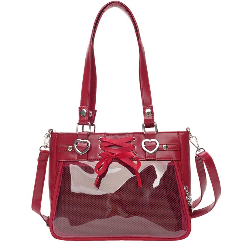 Large Capacity Ita Bag Tote Bag Women's Fashion Versatile Crossbody Bag Student Transparent JK Handbag Shoulder Bag