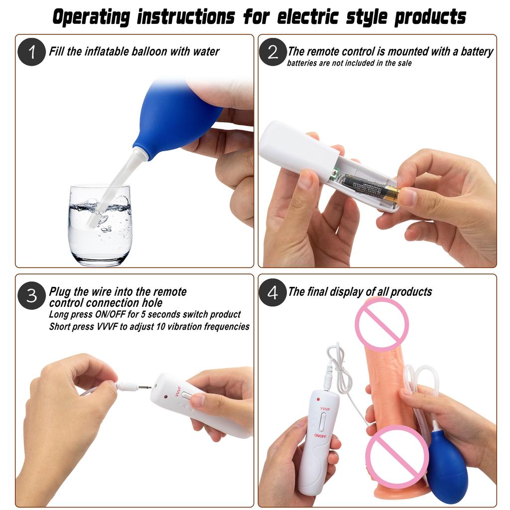 Remote Control Silicone Penis Dildo Vibration Telescopic Water Spray Realistic Super Strong Suction Cup Female Masturbation Toy