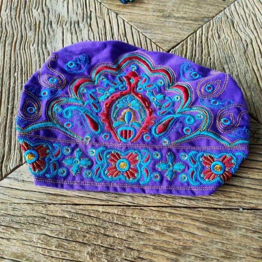 Ethnic Turban Hats Embroidery Headscarf Fashion Hair Cover Cap  for Women