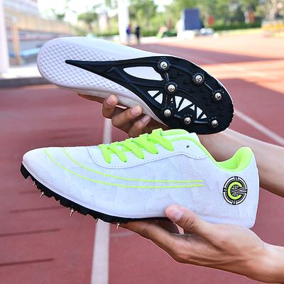 Chaussures d'Athlétisme Professionnelles pour Hommes Anti-dérapantes Résistantes à l'Usure Baskets Tendance Élastiques Chaussures de Sprint pour Athlète Étudiant Chaussures à Pointes