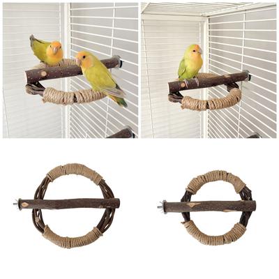 Natural Wood Bird Standing Perch Cage Screw Playstand Grinding Perch Birdcage Accessories Cage Entertainment Chewing Toy
