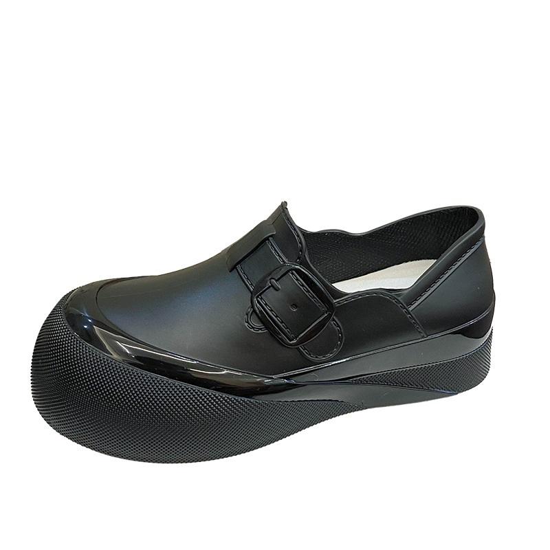 Female Fashion Outdoor Waterproof Anti Slip Thick Soled Wear Resistant Short Tube Rain Shoes Rubber Shoes