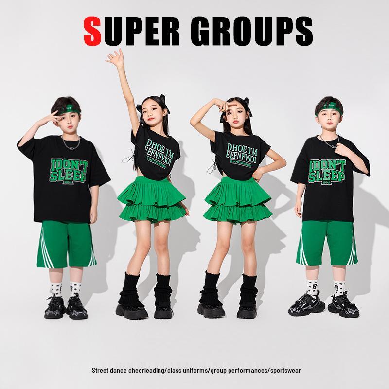Girls' Jazz Dance Suit - Hip-Hop Street Fashion, Trendy Children's Performance Wear, Zhang Yuanying Style.