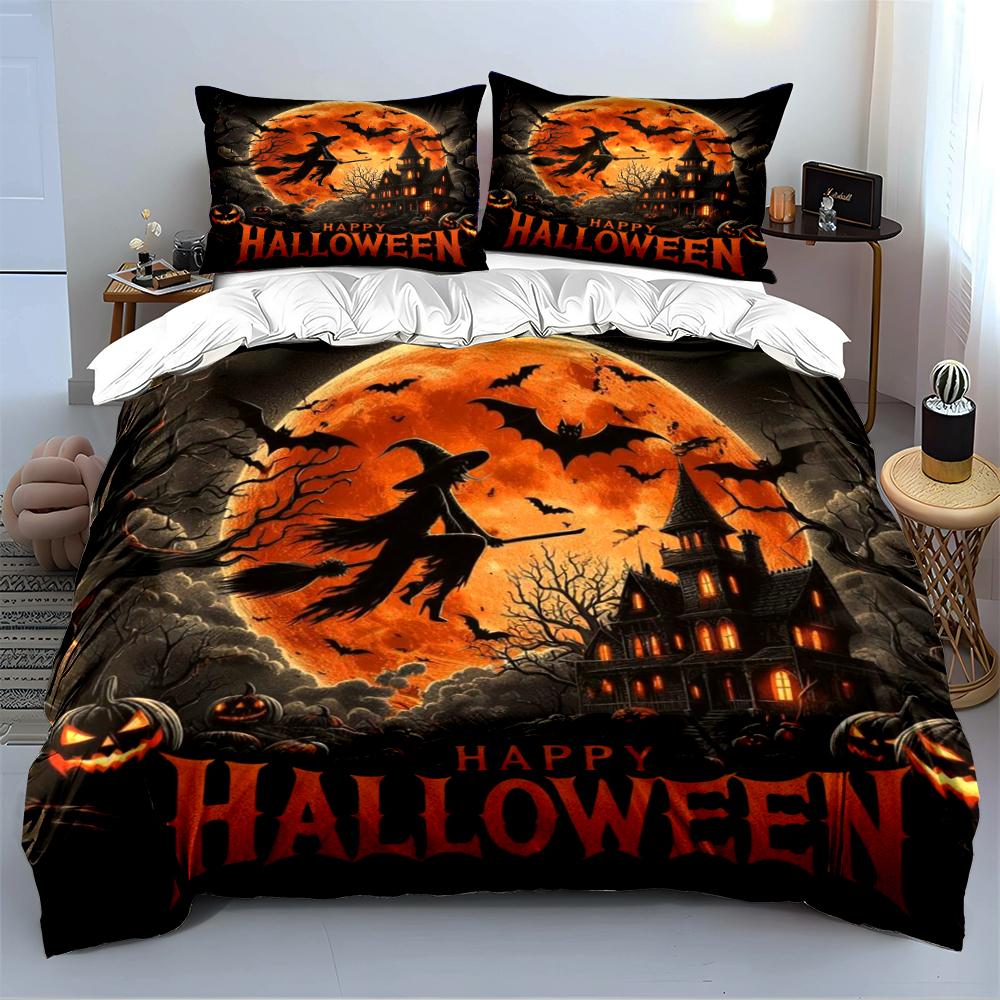 Halloween Themed Bedding Set Bedding set (1 duvet cover, 2 pillowcases, duvet not included)